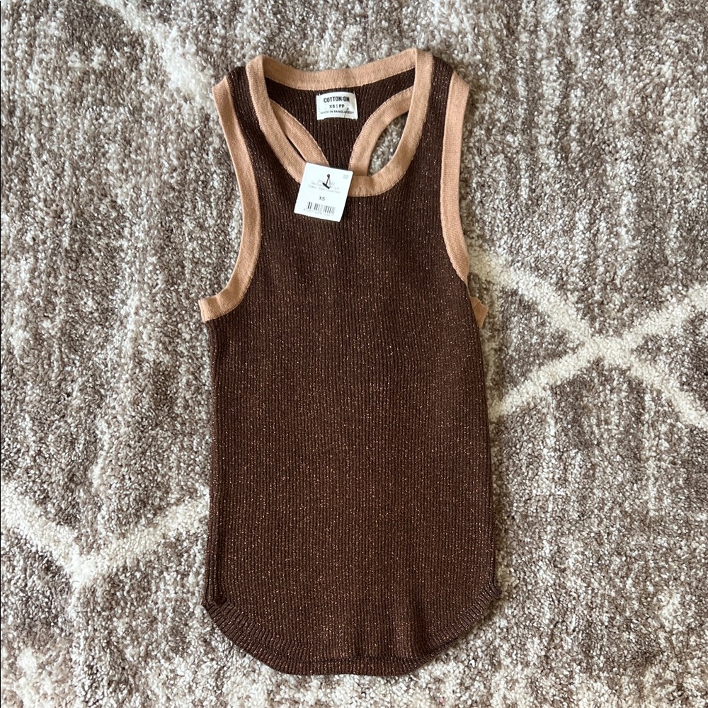 NWT Cotton On Women’s Sparkly Racerback Ribbed Tank